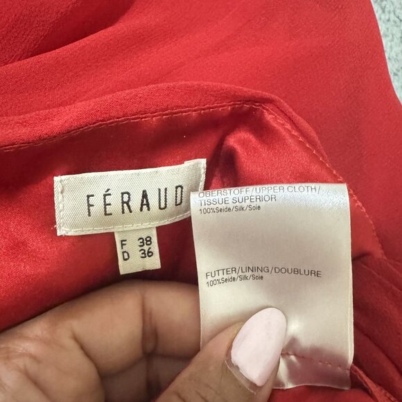 Vintage Féraud Womens Red 100% Silk Beaded Sleeveless Halter Long Dress Size 6 - Picture 7 of 10